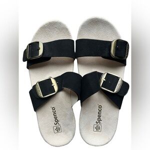 Spenco Women's Black Double-Buckle Slide Sandals